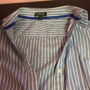 Express Light Blue and White Striped Shirt